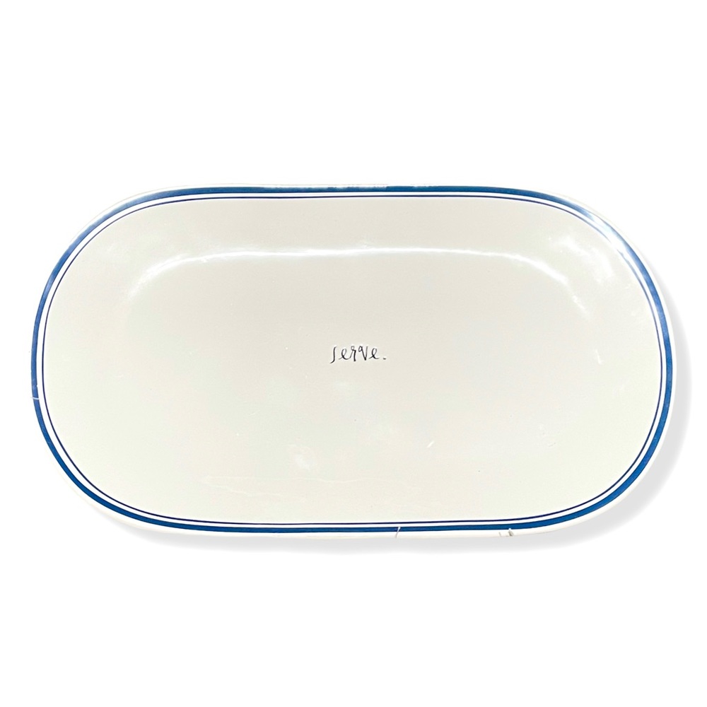 LARGE 14” Serving Platter ◈ Blue Line Stripe Rae Dunn